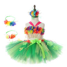 Flowers Hawaii Grass Skirt Outfits for Girls Kids Dance Tutu Skirts for Campfire Party Princess Toddler Tutus Fancy Costumes 2024 - buy cheap