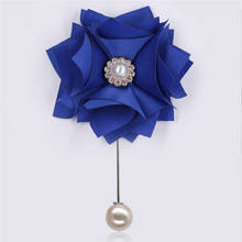 WIFELAI-A Satin Flowers Corsage Wedding Prom Ceremony Flower Brooch Crystal Wedding Groom Boutonniere XH2019-P 2024 - buy cheap