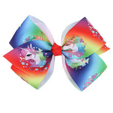 Oaoleer Girl Color Printing Bow Hairpin Girl Hair accessories Print Grosgrain Ribbon Hair Bows With Clip Kids Hair Accessories 2024 - buy cheap