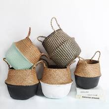 Storage Baskets laundry Seagrass Baskets Wicker Hanging Flower Pot Baskets Storage Flower Home Pot panier osier basket for toys 2024 - buy cheap