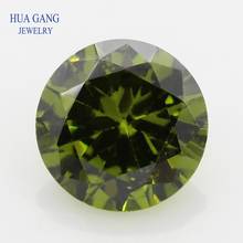 Crystal Zirconium Stone Round Peridot Brilliant Cut Loose Stones Synthetic Gems Beads For Jewelry Free shipping 3mm~12mm AAAAA 2024 - buy cheap