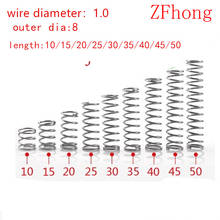 10pcs  wire 1.0mm 1.0x8xL  OD=8mm Stainless Steel Small spot compression spring.  length 10-50mm 2024 - buy cheap