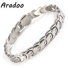 ARADOO-pulsera magnética de acero inoxidable para hombre, brazalete de Metal con cierre, regalo de vacaciones, Corea 2024 - compra barato