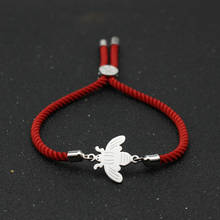 Pulseira adorável de aço inoxidável de urso, pulseira de corda vermelha de abelha ajustável para mulheres e homens, joias de animais, presente de casal 2024 - compre barato