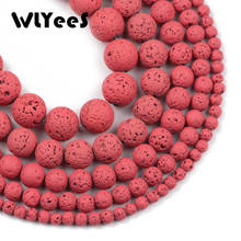 WLYeeS Natural Stone watermelon red Rubber Lava Hematite Round Loose Beads 4 6 8 10 12mm DIY Necklace Bracelet Jewelry Making 15 2024 - buy cheap