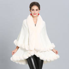 Autumn Winter Women Double Layers Plus Size Sweaters Shawl Knitted Poncho Cape Female Faux Fox Fur Cappa Loose Cardigan Cloak 2024 - buy cheap