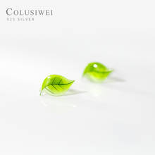 Colusiwei Fashion 925 Sterling Silver Cute Summer Green Leaves Stud Earrings For Women Plant Collection Sterling Silver Jewelry 2024 - buy cheap