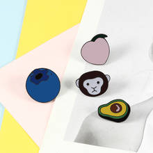 Cute Animal Fruit Enamel Pin Avocado Monkey Peach Blueberry Metal Brooches Denim Jackets Button Lapel Pins Badges Gifts Jewelry 2024 - buy cheap