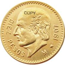 Moneda de copia chapada en oro, 10 Pesos, México, 1907 2024 - compra barato