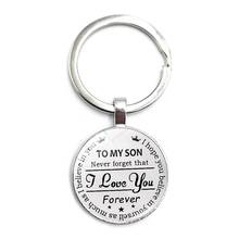 2020 Fashion To My Son I Love You Forever Time Glass Pendant Keychain Men and Women Jewelry Keychain 2024 - buy cheap