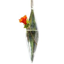 Новый милый стеклянный оливковой формы 1 отверстие цветок завод висячая ваза офисный Декор 2024 - купить недорого