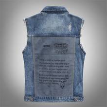 2022 Ripped Jean Jacket Men's Denim Vest Hip Hop Jean Coats Waistcoat Men Cowboy Brand Sleeveless Jacket Male Tank Plus Size 5XL 2024 - buy cheap