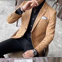 Blazer masculino com estampa estilo britânico, jaqueta casual, casamento, negócios, estilo britânico, 2020 2024 - compre barato