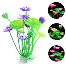 Vivid Plastic Artificial Aquarium Plant Lotus Flower Decoration Fish Tank Landscaping Water Grass Flower Aquatic Ornament 2024 - buy cheap