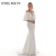 Elegant Boat Neck Mermaid Wedding Dresses 2022 Satin Batwing Sleeve Illusion Backless ETHEL ROLYN Bridal Gown Vestido De Noiva 2024 - buy cheap