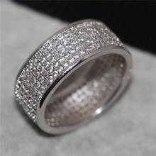 Изысканное кольцо с полным покрытием кристаллов серебряного цвета женское роскошное обручальное кольцо с белым кристаллом циркония обручальное кольцо для невесты подарок на свадьбу 2024 - купить недорого
