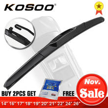 KOSOO Wiper Blade U hook Universal Car Natural Rubber Auto Windshield Wipers 14"16"17"18"19"20"21"22"24"26" Hybrid Accessories 2024 - buy cheap