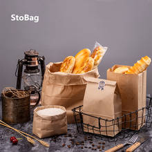 StoBag-Paquete de Papel Kraft para decoración de tartas, paquete de galletas, pan, DIY, hecho a mano, comida, Snack, fiesta, regalo de Navidad, suministros de recuerdo, 100 Uds. 2024 - compra barato
