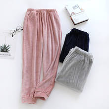 Japanese new style autumn and winter couple trousers simple flannel warm women's pants island fleece men home pants velvet pants 2024 - buy cheap