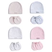 2 Pcs/set Simple Newborn Baby Births Cap Glove Set Soft Cotton Kids Infants Anti-scratch Gloves Hat Gifts 2024 - buy cheap