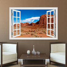 Landscape Gobi desert Large 3D Window View Sticker Decal Vinyl Mural Wallpaper Wall Sticker PVC Room Living Room Decor  Wall Art 2024 - buy cheap
