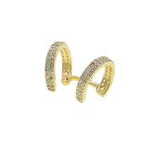 Clip On Earrings double line Gold color bling cz Ear Cuff 1 piece Circle no piercing Women Earrings Ear Wrap Earcuff Brincos 2024 - buy cheap