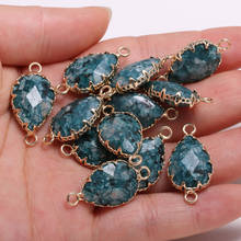 Lapis lazulis Позолоченный разъем из полудрагоценного камня в форме капли для изготовления ювелирных украшений, темпераментные аксессуары, размер 13x26 мм 2024 - купить недорого