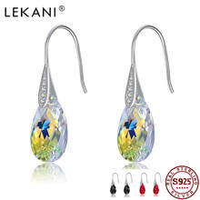 LEKANI 925 Sterling Silver Drop Earrings For Women Korean Geometric Luxurious Crystal Water Female Jewelry Wedding Earrings 2021 2024 - buy cheap