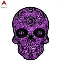 Aliauto Personality Car Sticker Purple Sugar Skull Reflective Decal Cover Scratches for Vw Golf 4 Mini Cooper Skoda,18cm*12cm 2024 - buy cheap