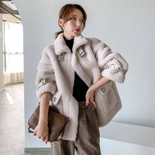 2020 outono inverno real pele de cordeiro casaco de pele carneiro genuíno granular ovelha shearing jaqueta feminino casual quente outerwear 2024 - compre barato