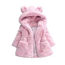 Baby Girls Fur Jackets Winter Kids Cute Ear Hooded Coats Children's Thick Warm Faux Fur Outerwear Clothes for Girls 2 3 4 6 Year 2024 - buy cheap