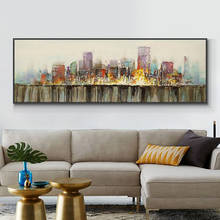 Abstract Colorful Building Oil Painting On Canvas 100% Hand Painted Landscape Wall Art Unframed For Bedroom Home Decoration 2024 - buy cheap