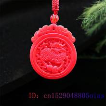 Colgante de Jade rojo Qilin para hombre y mujer, joyería de jadeíta Natural, amuleto chino de moda, collar, regalos, Charm de dragón tallado 2024 - compra barato