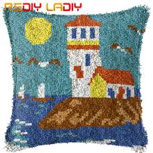 Latch Hook Kits Make Your Own Cushion Lighthouse Printed Canvas Crochet Pillow Case Set Latch Hook Cushion Cover Hobby & Crafts 2024 - buy cheap