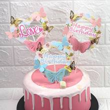 Happy Birthday Cake Toppers Butterfly Cake Toppers Handmade Painted Wedding Birthday Party Cake Decoration Cake Baking Supplies 2024 - buy cheap