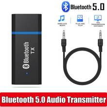Transmissor de áudio usb bluetooth 5.0, adaptador de entrada aux sem fio usb compatível com tv pc com cabo de áudio 3.5mm 2024 - compre barato