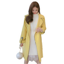 Winter Women's trench coat autumn mid-length new fashion trendy plus size light yellow beige windbreaker coats women's overcoat 2024 - buy cheap