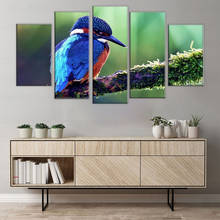 Canvas Wall Art Paintings Framework Living Room Decor HD Prints 5 Piece Perched Kingfisher Pictures Modular Animal Poster 2024 - buy cheap