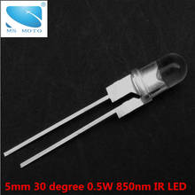 10pcs/lot 0.5w 5mm 850nm 30 degrees Infrared Emitting Diode High Power IR LED 2024 - buy cheap