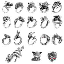 Snake Rings Black Silver Color Metal Punk Open Adjustable Design Animal Exaggerated Finger Ring for Women Men Party Jewelry Gift 2024 - купить недорого