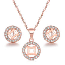 ZHOUYANG Jewelry Sets For Women Simple Geometry Hollow Out Zircon Rose Gold Color Earrings Necklace Gift Fashion Jewelry S439 2024 - buy cheap