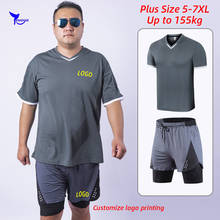 Customize LOGO 2 Pcs/Set Men Tracksuit Gym Fitness Sports Suit Clothes Running Jogging Workout Sportswear Set Plus Size 5-7XL 2024 - buy cheap