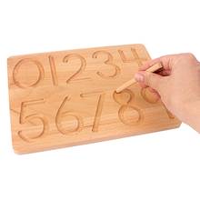 Juguete Montessori de matemáticas para niños, tablero Digital de escritura cognitiva, juguetes de práctica para entrenamiento preescolar, madera de haya, 0-9 2024 - compra barato