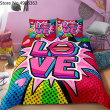 Набор постельного белья Love Colorful Art, набор пододеяльников для мальчиков, двойной набор одеял с наволочкой, подарок для детей, домашний текстиль 2024 - купить недорого