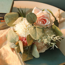 Rosa artificial flor de seda para o bouquet de casamento casa nova loja abertura decoração de festa falso flor 2024 - compre barato