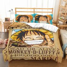 Japanese Anime Luffy Wanted Prints Double Duvet Cover Cartoon Comforter Bedding Set One Piece Novelty Quilt Cover Bedspread 2024 - buy cheap