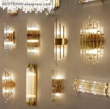 Postmodern ouro lâmpada de parede de cristal arandela luzes AC110V 220V moda de luxo lustre sala de estar quarto luminárias 2024 - compre barato