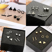 Jisensp Punk Geometric Stud Earrings Set Simple Fashion Round Triangle Statement Earrings for Women Vintage Jewelry Gift bijoux 2024 - buy cheap