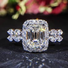 Bettyue White Rectangle For Women Noble Engagement Geometry Ring Filled WIth Stone Delicate Crystal Promise In Wedding Gift 2024 - buy cheap