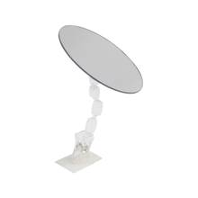 Silvery Round Square Acrylic Wash Room Shelf Edge Mount Make Up Mirror With Swivel Bead Clips 2024 - купить недорого